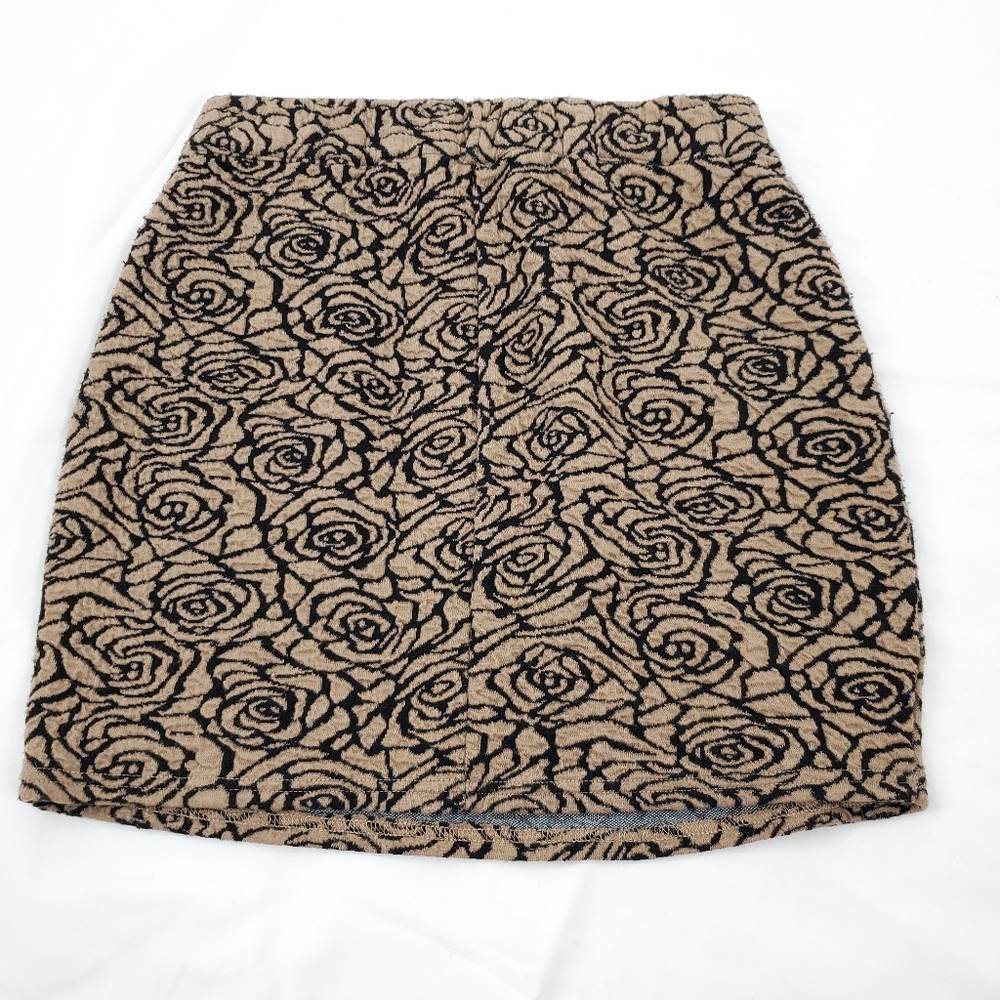 Umgee Jr Brown and Black Floral Bodycon Mini Skirt